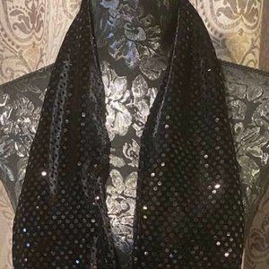 LAST CALL!!  Black Velvet w/Bling Dots Scarf, 60"